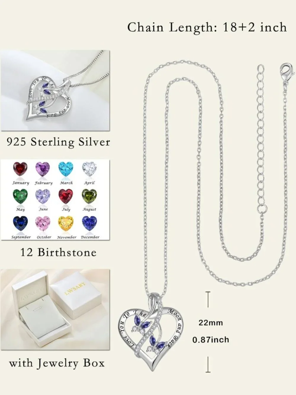 Sterling Silver Love You to The Moon and Back Necklace - Perfect Gift for Her